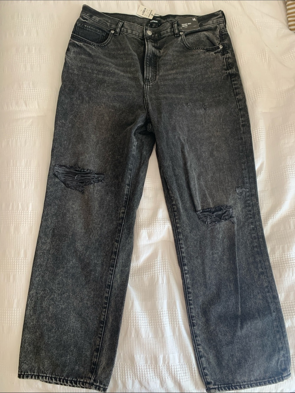 Express Black Washed Distressed Women's Jeans 14L